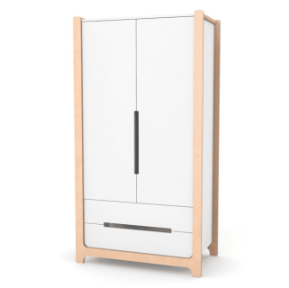 Dětska šatní skřín Markito 950 Gekko Kids, Bílá / Přírodní Buk